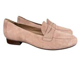 Clarks Unstructured Un Blush Go Womens Suede Penny Loafers Shoes Flats sz 8.5